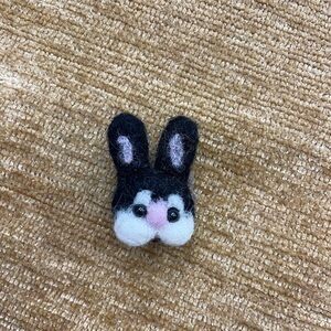 Handmade felted bunny pin